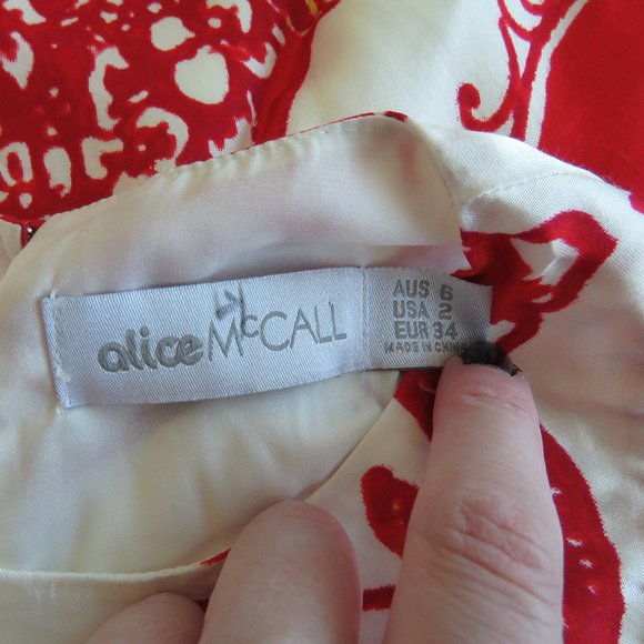 ALICE MCCALL Red White Baroque Print Fit & Flare Mini Dress - Size US 2 - Picture 15 of 16